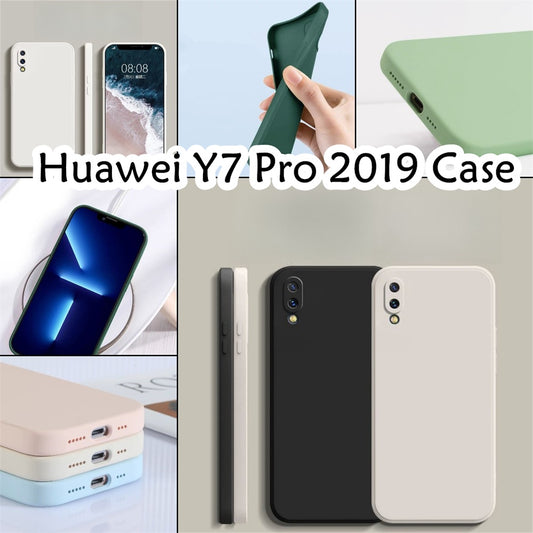 For Huawei Y7 Pro 2019 Cover Drop and wear resistant Silicone Full Case Classic Simple Solid Color Phone Case Cover