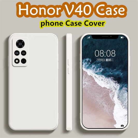 For Honor V40 Cover Drop and wear resistant Silicone Full Case Classic Simple Solid Color Phone Case Cover