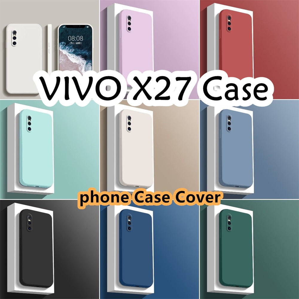 For VIVO X27 Cover Drop and wear resistant Silicone Full Case Classic Simple Solid Color Phone Case Cover