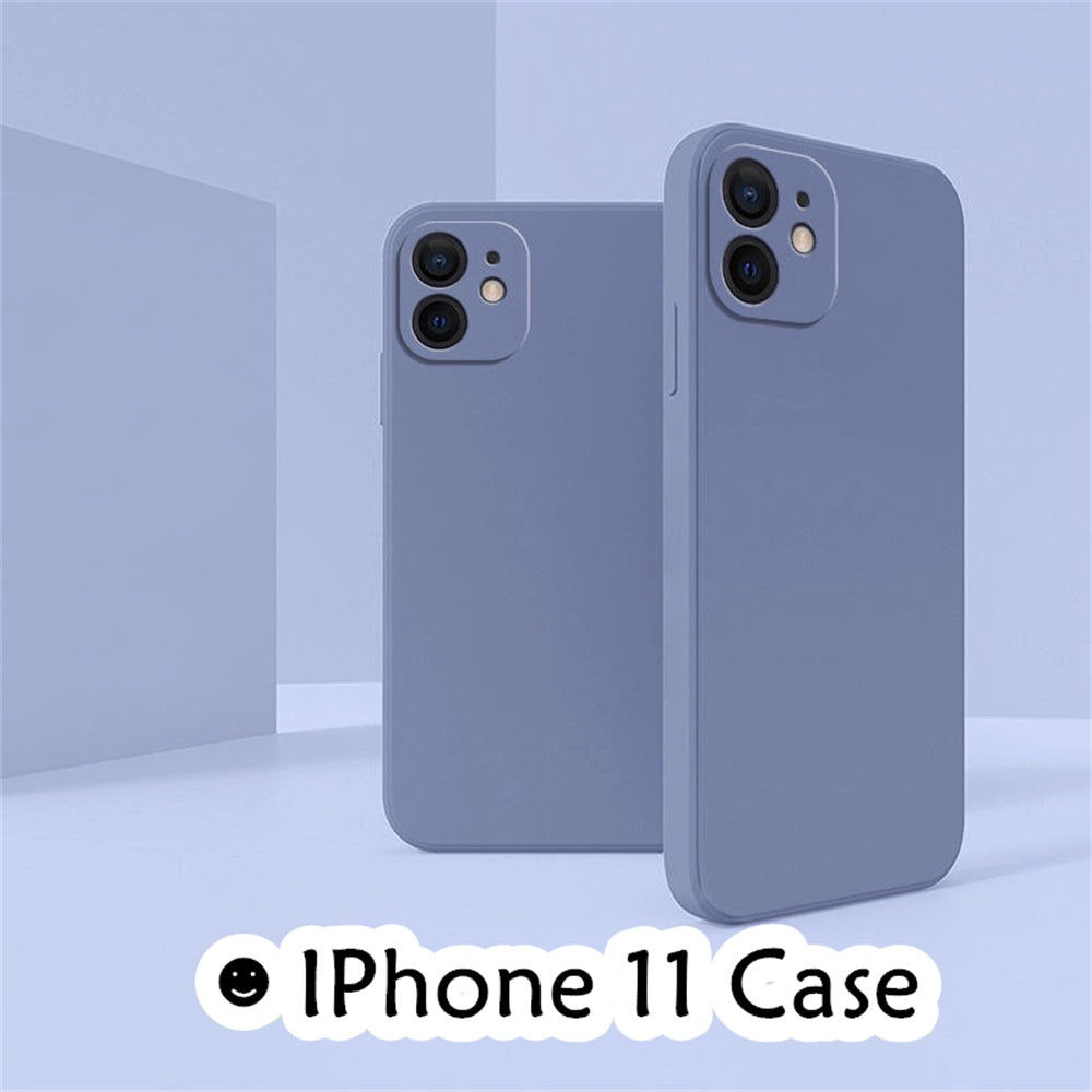 For IPhone 11 Cover Drop and wear resistant Silicone Full Case Classic Simple Solid Color Phone Case Cover