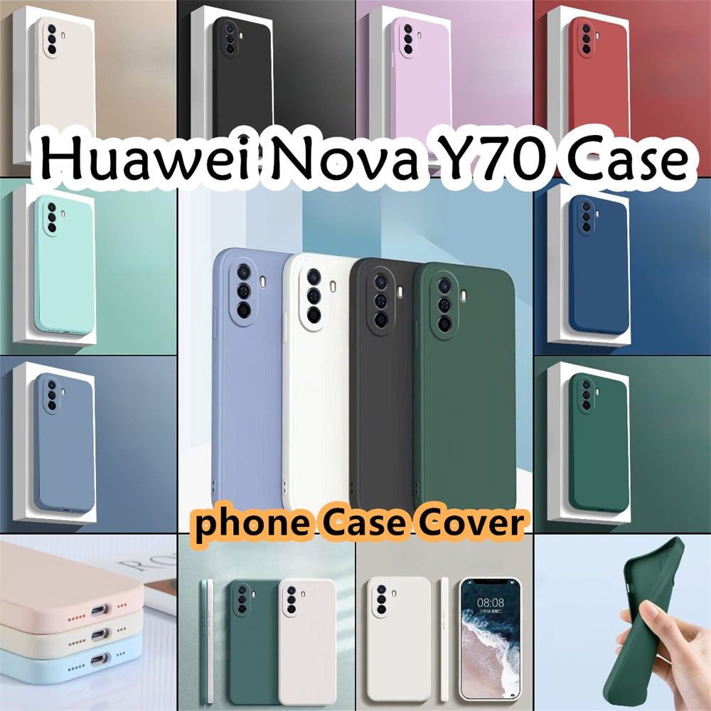 For Huawei Nova Y70 Cover Drop and wear resistant Silicone Full Case Classic Simple Solid Color Phone Case Cover