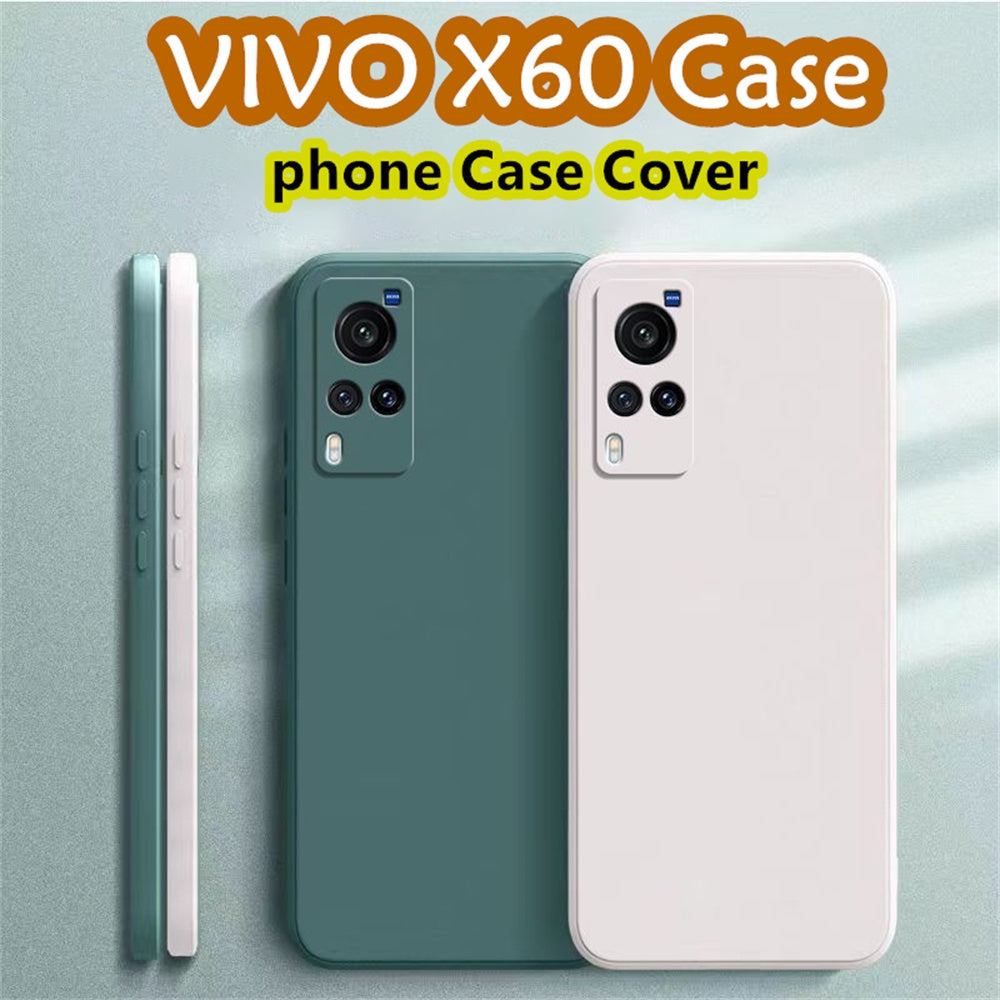 For VIVO X60 Cover Drop and wear resistant Silicone Full Case Classic Simple Solid Color Phone Case Cover