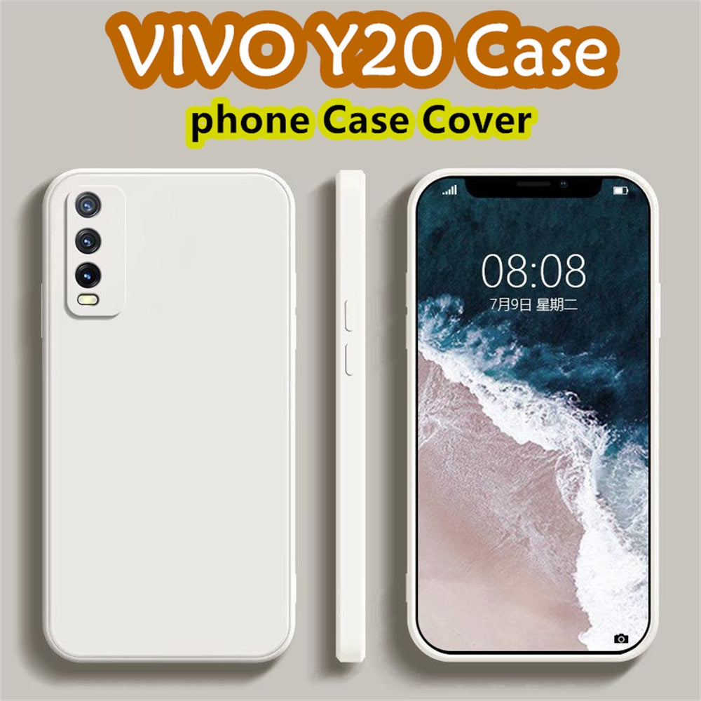 For VIVO Y20 Cover Drop and wear resistant Silicone Full Case Classic Simple Solid Color Phone Case Cover