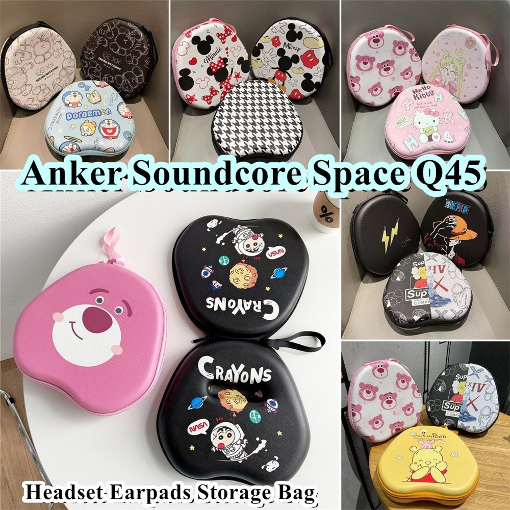 For Anker Soundcore Space Q45 Headphone Case Cartoon Creative Patterns Headset Earpads Storage Bag Casing Box