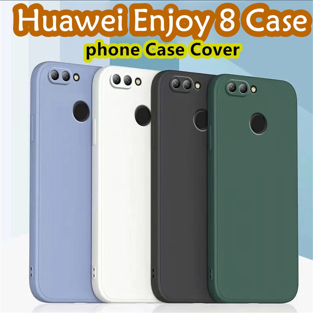 For Huawei Enjoy 8 Cover Drop and wear resistant Silicone Full Case Classic Simple Solid Color Phone Case Cover