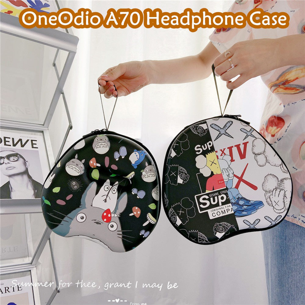 For OneOdio A70 Headphone Case Cartoon Creative Patterns Headset Earpads Storage Bag Casing Box