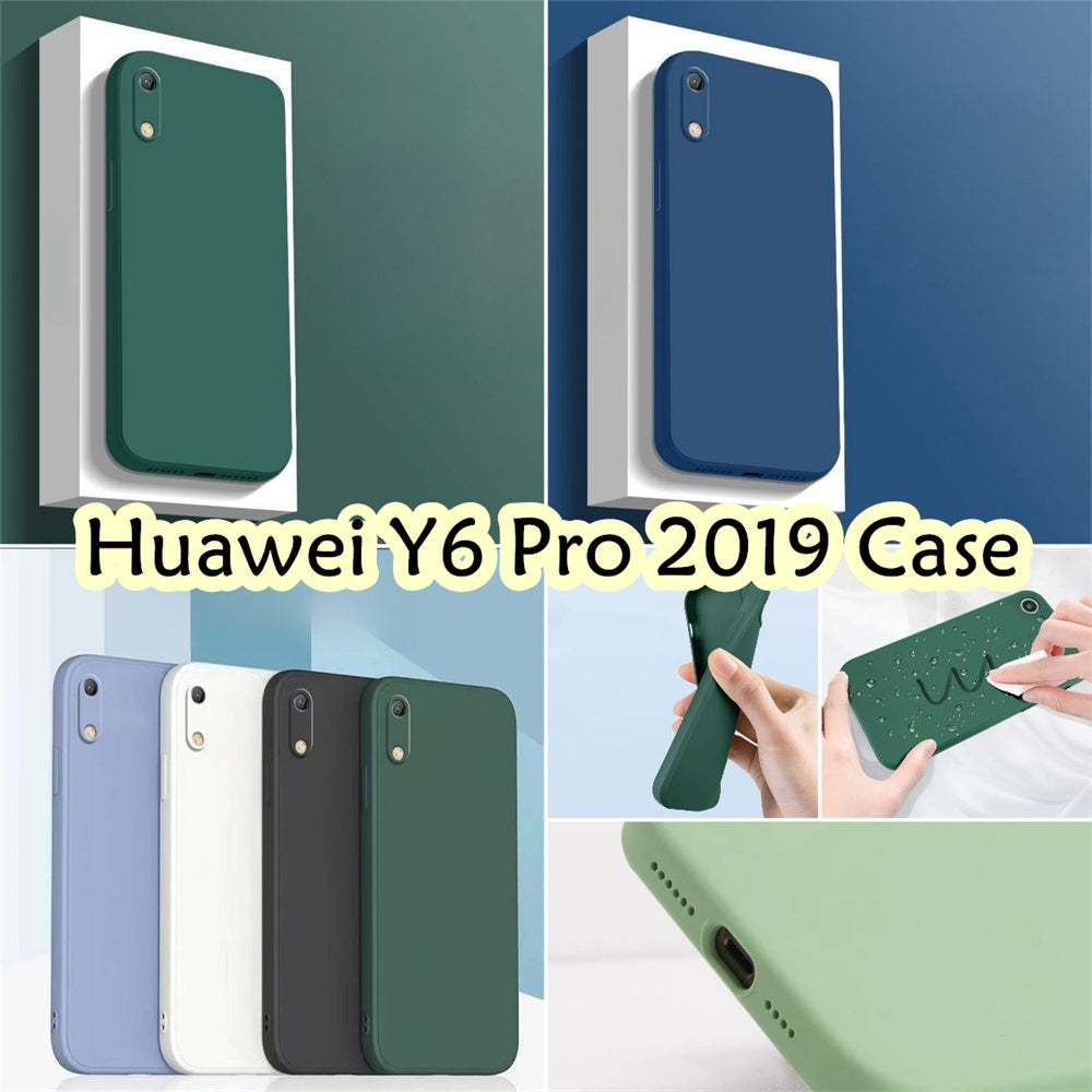 For Huawei Y6 Pro 2019 Cover Drop and wear resistant Silicone Full Case Classic Simple Solid Color Phone Case Cover