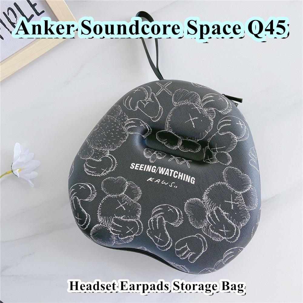 For Anker Soundcore Space Q45 Headphone Case Cartoon Creative Patterns Headset Earpads Storage Bag Casing Box