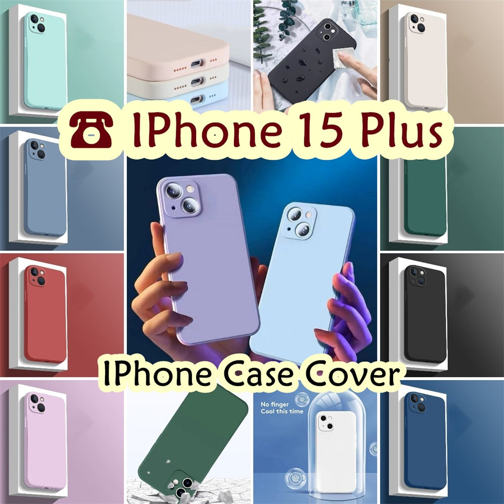 For IPhone 15 Plus Cover Drop and wear resistant Silicone Full Case Classic Simple Solid Color Phone Case Cover