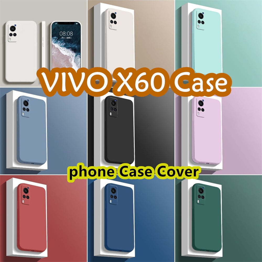 For VIVO X60 Cover Drop and wear resistant Silicone Full Case Classic Simple Solid Color Phone Case Cover