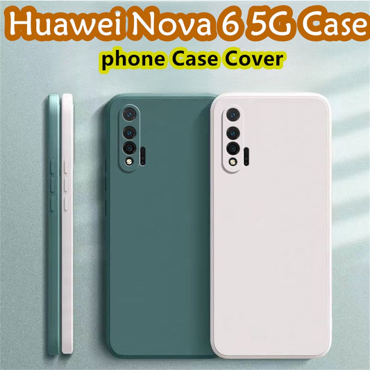 For Huawei Nova 6 5G Cover Drop and wear resistant Silicone Full Case Classic Simple Solid Color Phone Case Cover