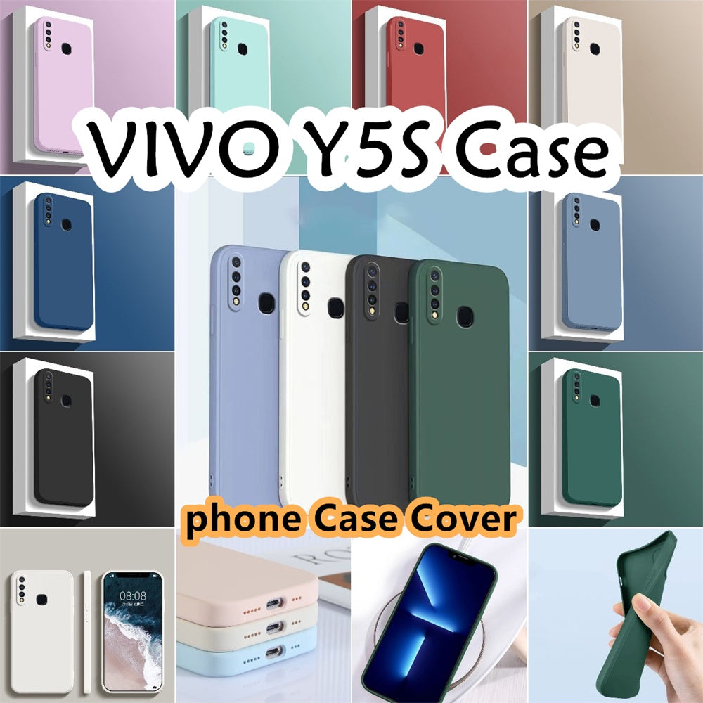 For VIVO Y5S Cover Drop and wear resistant Silicone Full Case Classic Simple Solid Color Phone Case Cover