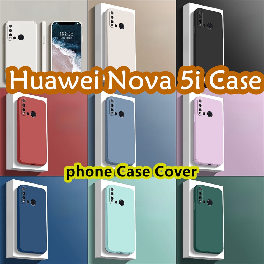 For Huawei Nova 5i Cover Drop and wear resistant Silicone Full Case Classic Simple Solid Color Phone Case Cover