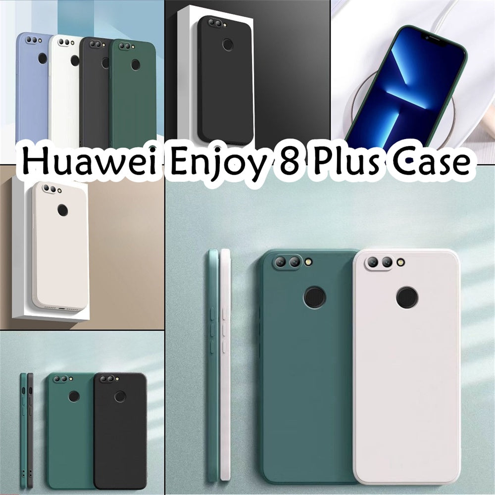 For Huawei Enjoy 8 Plus Cover Drop and wear resistant Silicone Full Case Classic Simple Solid Color Phone Case Cover