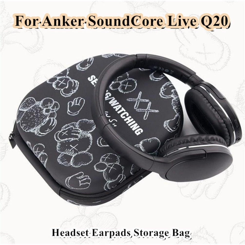 For Anker SoundCore Live Q20 Headphone Case Cartoon Creative Patterns Headset Earpads Storage Bag Casing Box