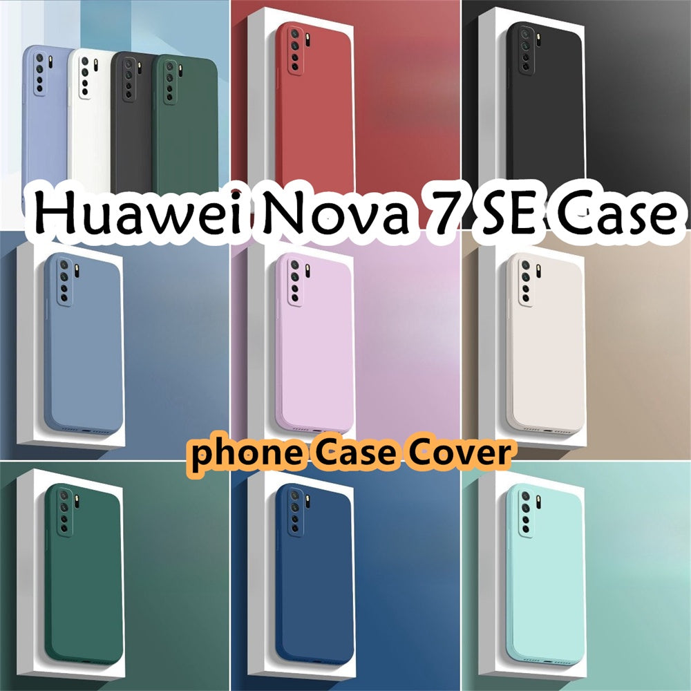 For Huawei Nova 7 SE Cover Drop and wear resistant Silicone Full Case Classic Simple Solid Color Phone Case Cover