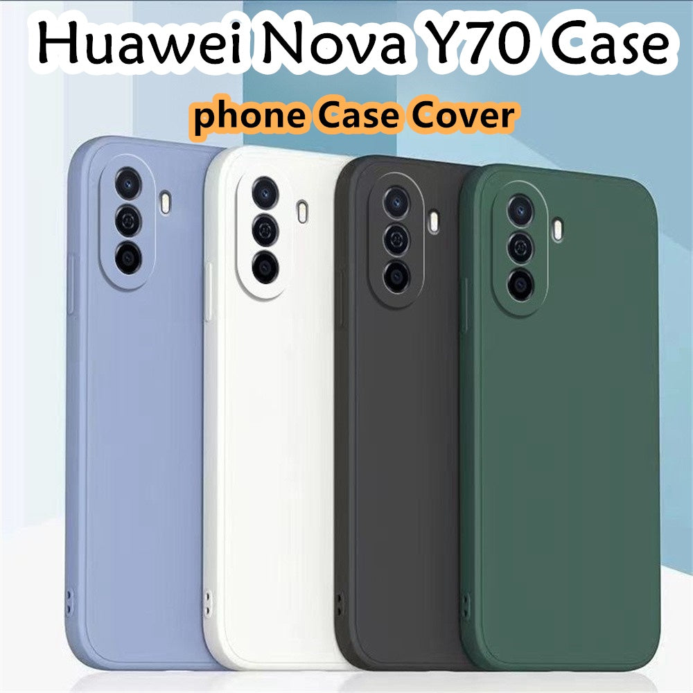 For Huawei Nova Y70 Cover Drop and wear resistant Silicone Full Case Classic Simple Solid Color Phone Case Cover