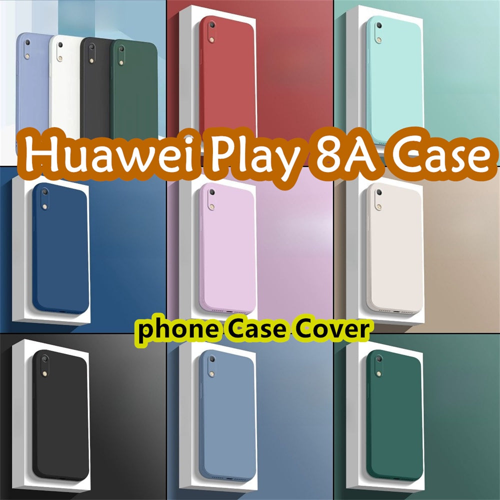 For Huawei Play 8A Cover Drop and wear resistant Silicone Full Case Classic Simple Solid Color Phone Case Cover