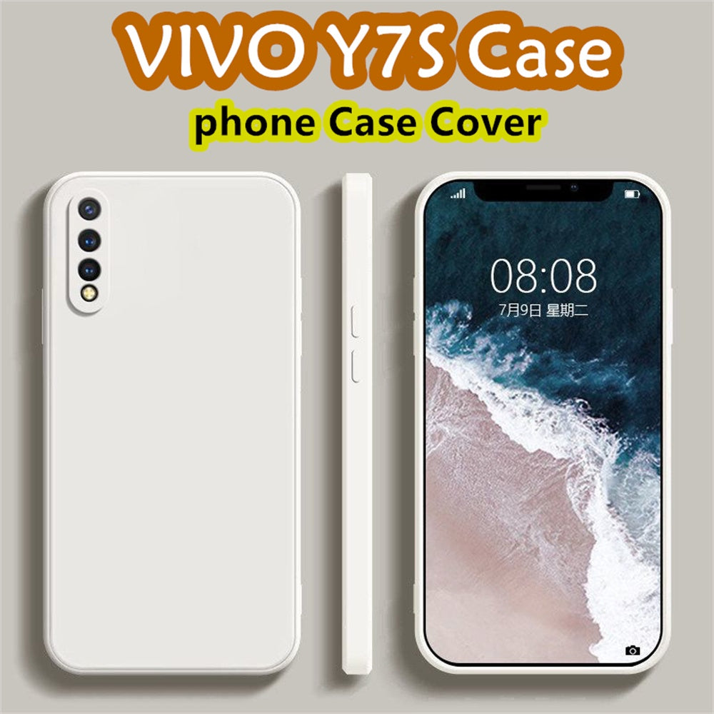 For VIVO Y7S Cover Drop and wear resistant Silicone Full Case Classic Simple Solid Color Phone Case Cover