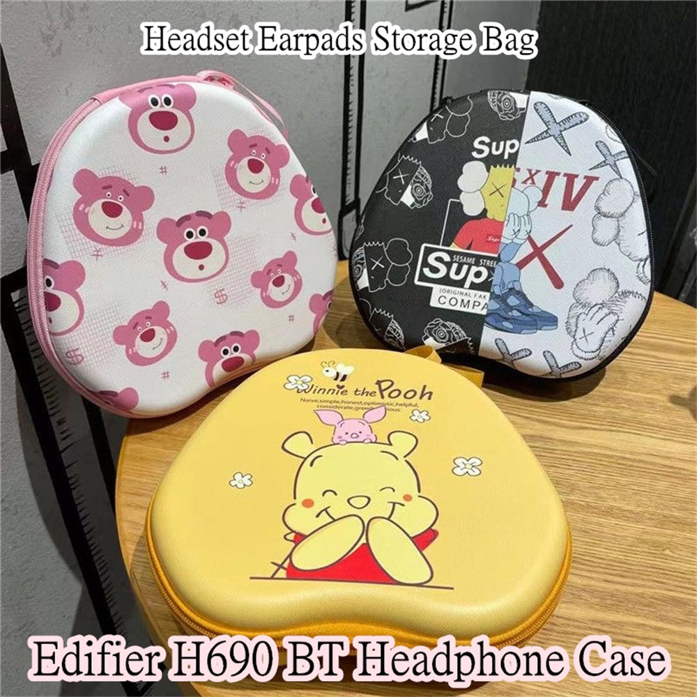 For Edifier H690 BT Headphone Case Cartoon Creative Patterns Headset Earpads Storage Bag Casing Box