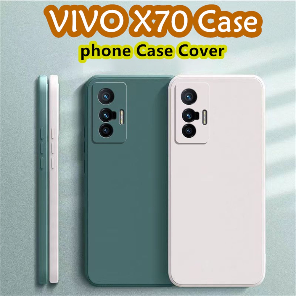 For VIVO X70 Cover Drop and wear resistant Silicone Full Case Classic Simple Solid Color Phone Case Cover