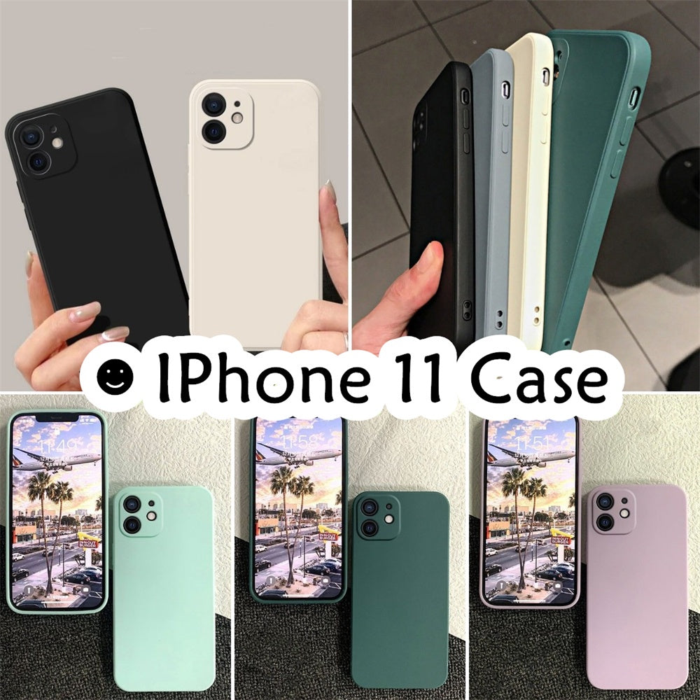 For IPhone 11 Cover Drop and wear resistant Silicone Full Case Classic Simple Solid Color Phone Case Cover