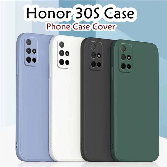 For Honor 30S Cover Drop and wear resistant Silicone Full Case Classic Simple Solid Color Phone Case Cover