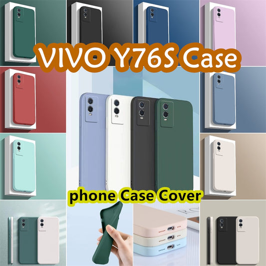 For VIVO Y76S Cover Drop and wear resistant Silicone Full Case Classic Simple Solid Color Phone Case Cover