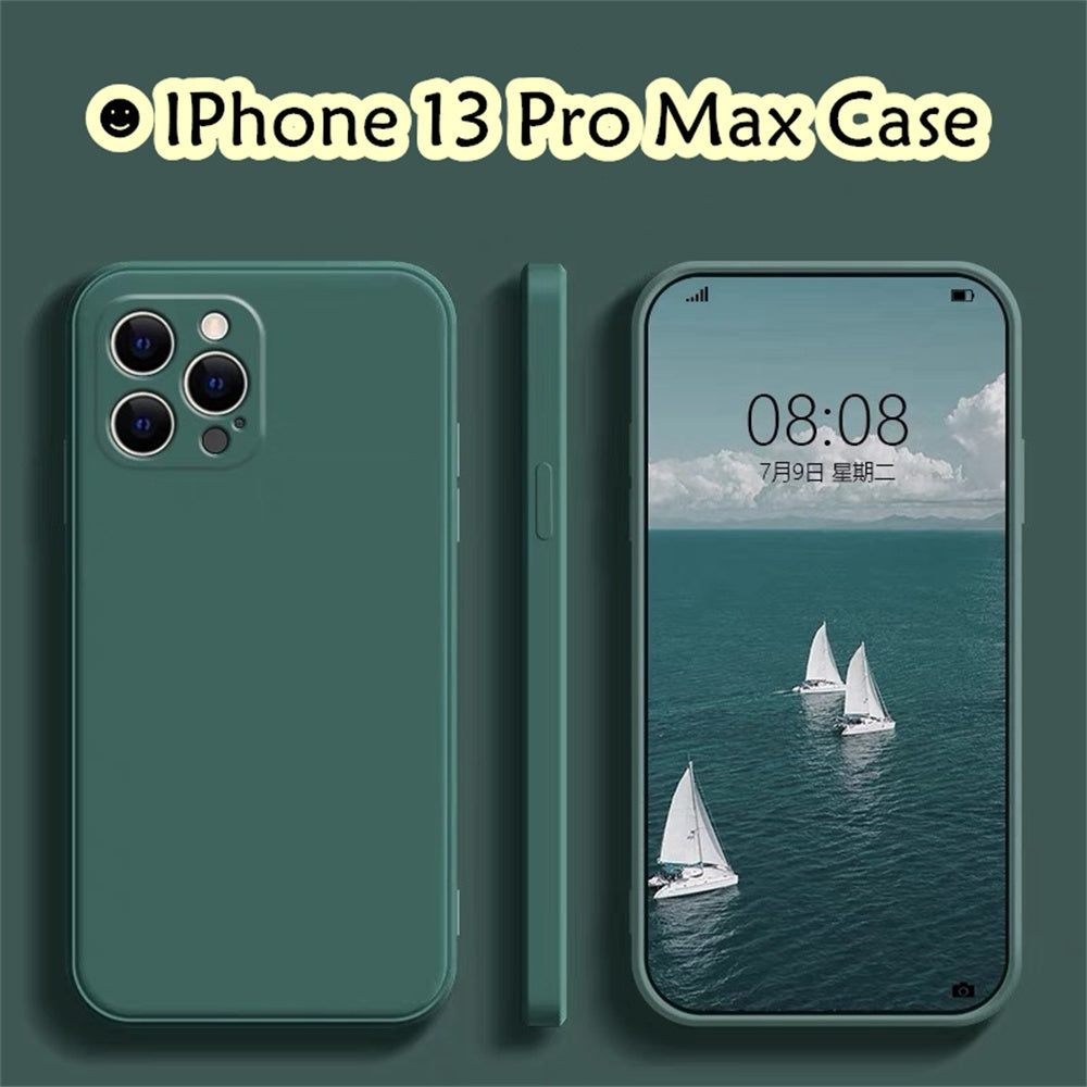 For IPhone 13 Pro Max Cover Drop and wear resistant Silicone Full Case Classic Simple Solid Color Phone Case Cover