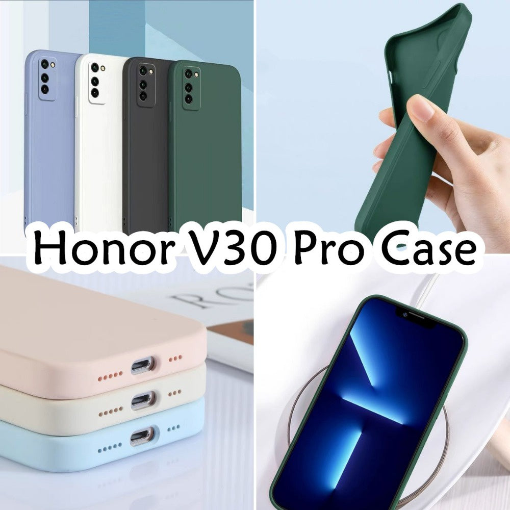 For Honor V30 Pro Cover Drop and wear resistant Silicone Full Case Classic Simple Solid Color Phone Case Cover
