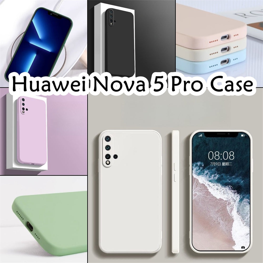 For Huawei Nova 5 Pro Cover Drop and wear resistant Silicone Full Case Classic Simple Solid Color Phone Case Cover