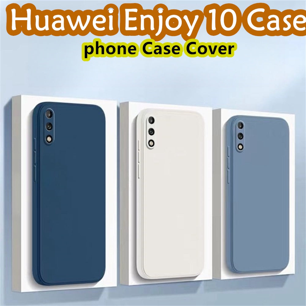 For Huawei Enjoy 10 Cover Drop and wear resistant Silicone Full Case Classic Simple Solid Color Phone Case Cover