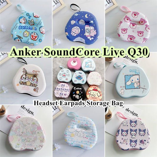 For Anker SoundCore Live Q30 Headphone Case Cartoon Creative Patterns Headset Earpads Storage Bag Casing Box
