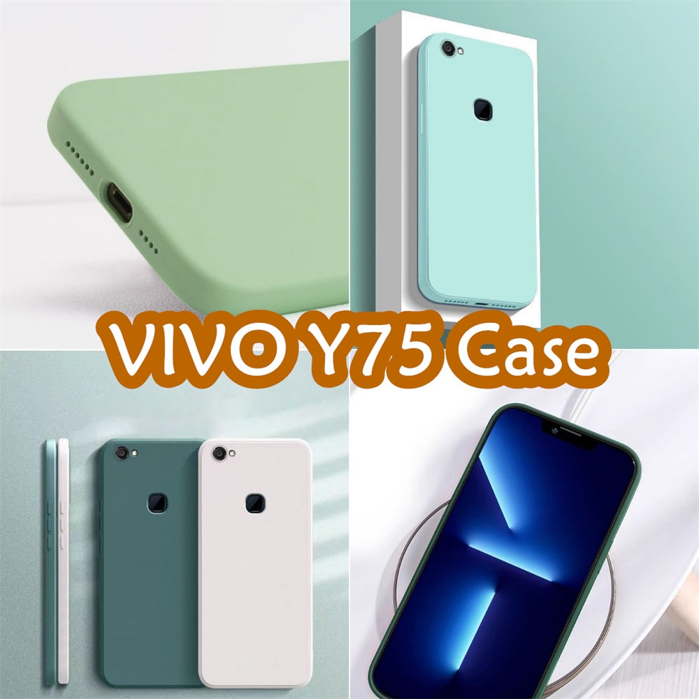 For VIVO Y75 Cover Drop and wear resistant Silicone Full Case Classic Simple Solid Color Phone Case Cover