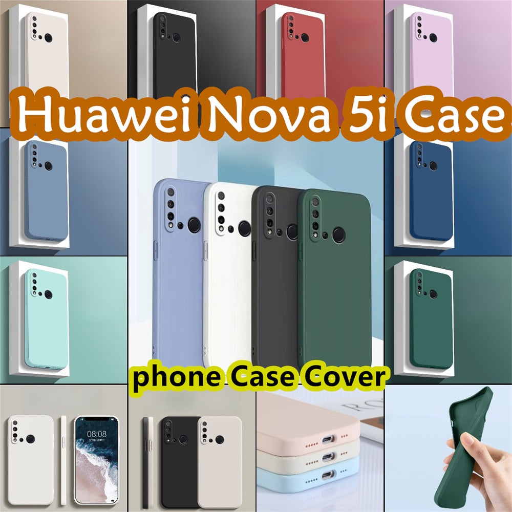 For Huawei Nova 5i Cover Drop and wear resistant Silicone Full Case Classic Simple Solid Color Phone Case Cover