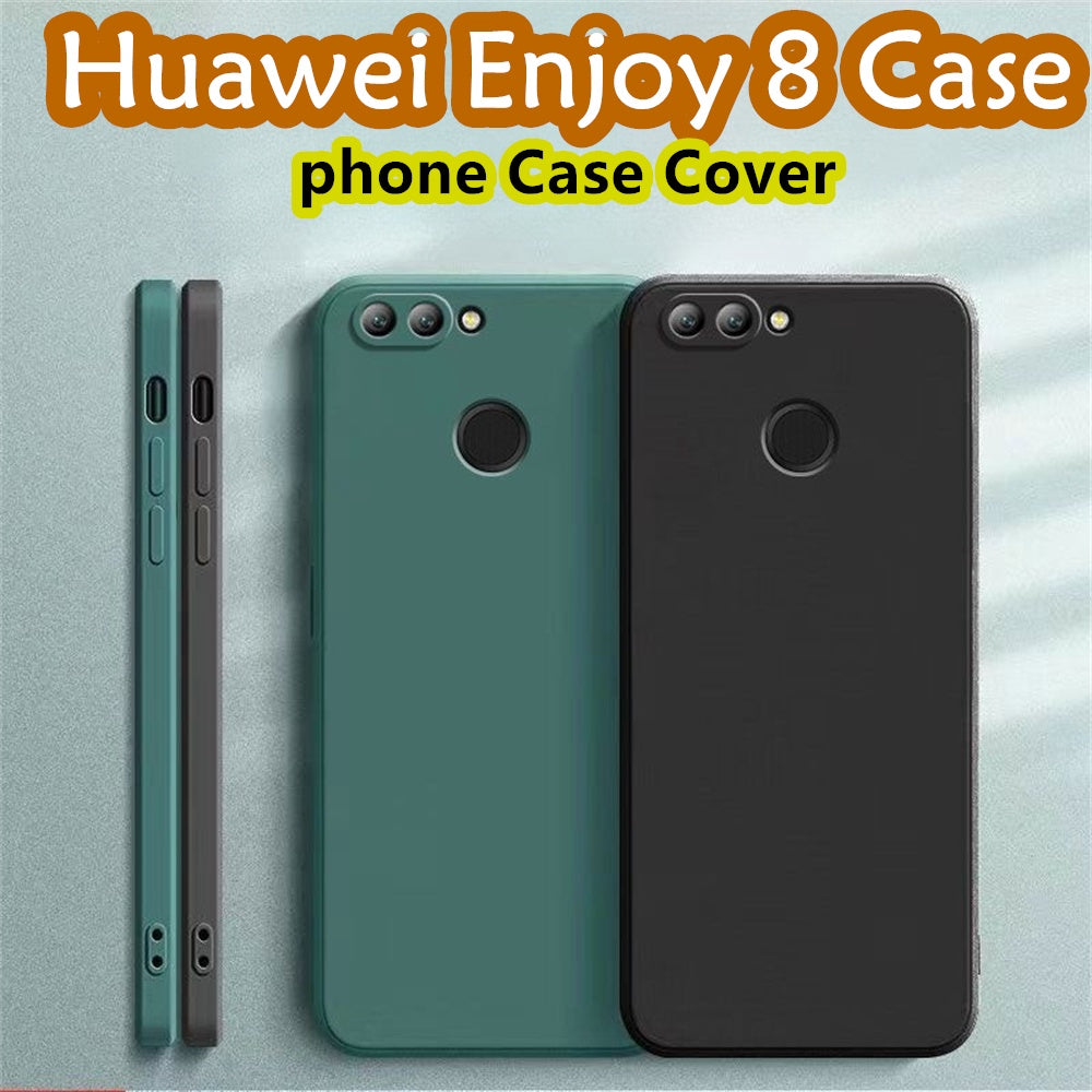 For Huawei Enjoy 8 Cover Drop and wear resistant Silicone Full Case Classic Simple Solid Color Phone Case Cover