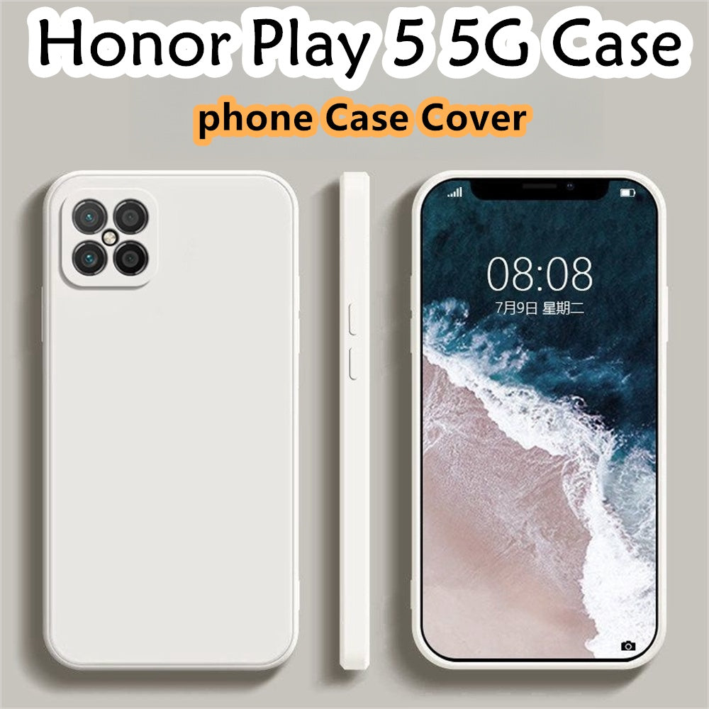 For Honor Play 5 5G Cover Drop and wear resistant Silicone Full Case Classic Simple Solid Color Phone Case Cover