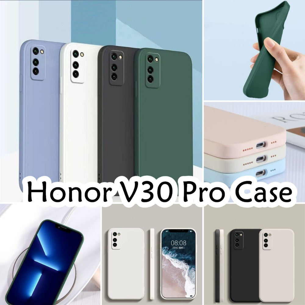 For Honor V30 Pro Cover Drop and wear resistant Silicone Full Case Classic Simple Solid Color Phone Case Cover