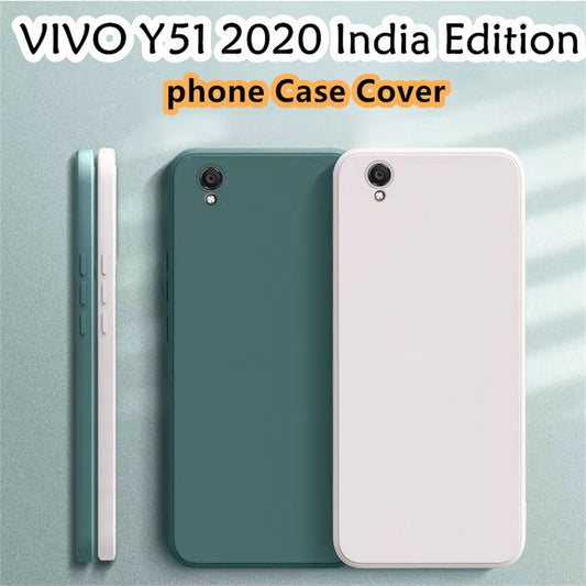 For VIVO Y51 2020 Cover Drop and wear resistant Silicone Full Case Classic Simple Solid Color Phone Case Cover