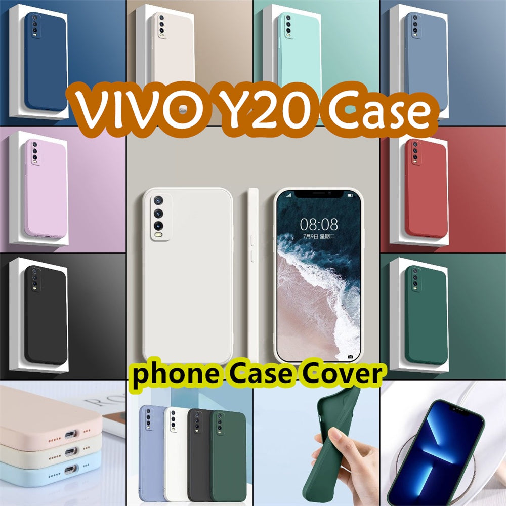 For VIVO Y20 Cover Drop and wear resistant Silicone Full Case Classic Simple Solid Color Phone Case Cover
