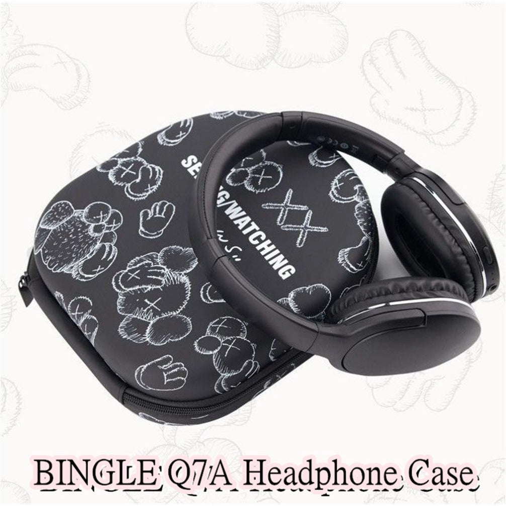 For BINGLE Q7A Headphone Case Cartoon Creative Patterns Headset Earpads Storage Bag Casing Box
