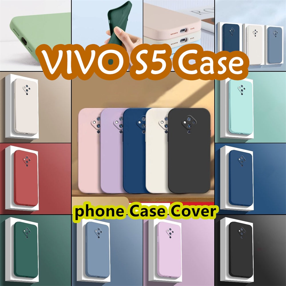 For VIVO S5 Cover Drop and wear resistant Silicone Full Case Classic Simple Solid Color Phone Case Cover