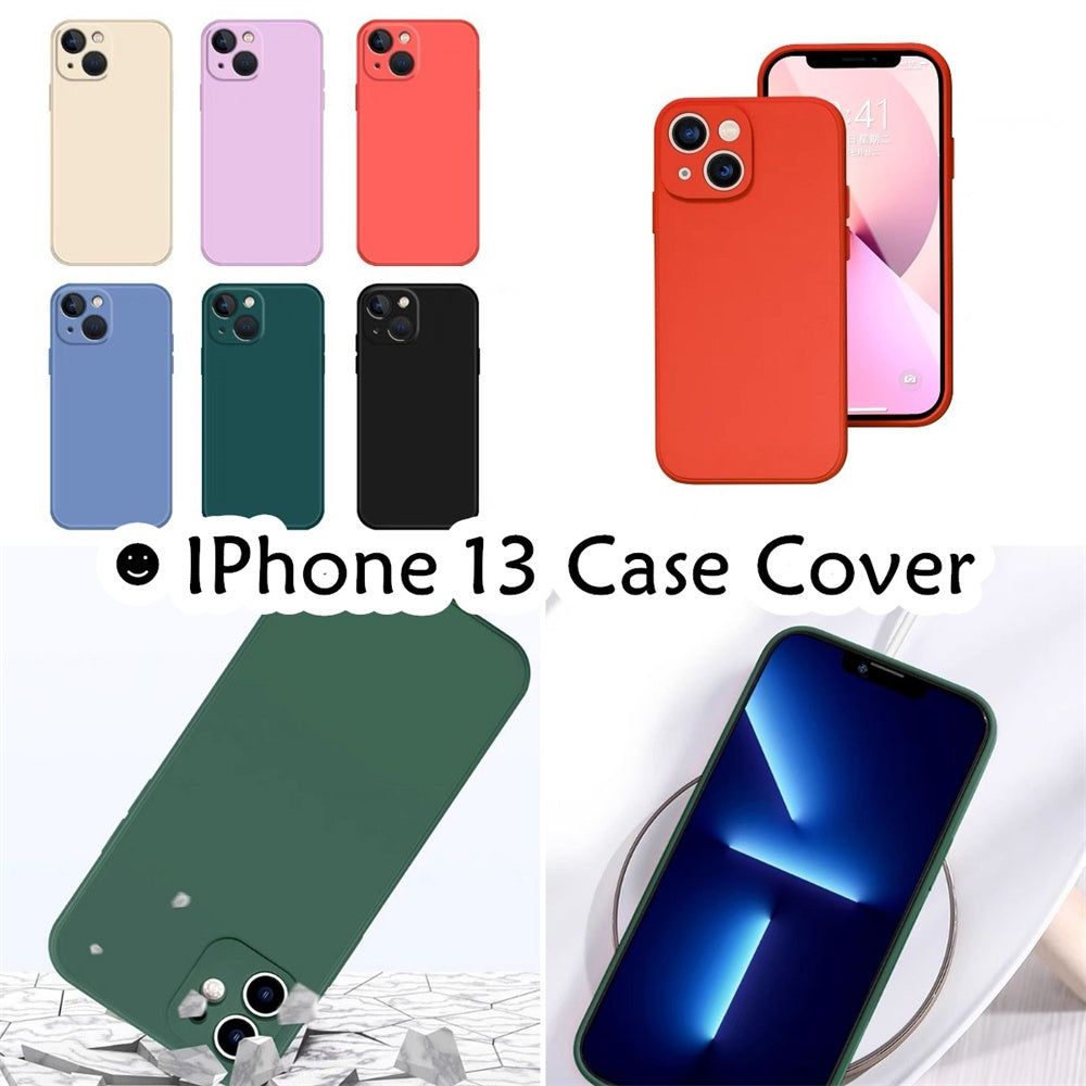 For IPhone 13 Cover Drop and wear resistant Silicone Full Case Classic Simple Solid Color Phone Case Cover