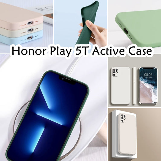 For Honor Play 5T Active Cover Drop and wear resistant Silicone Full Case Classic Simple Solid Color Phone Case Cover