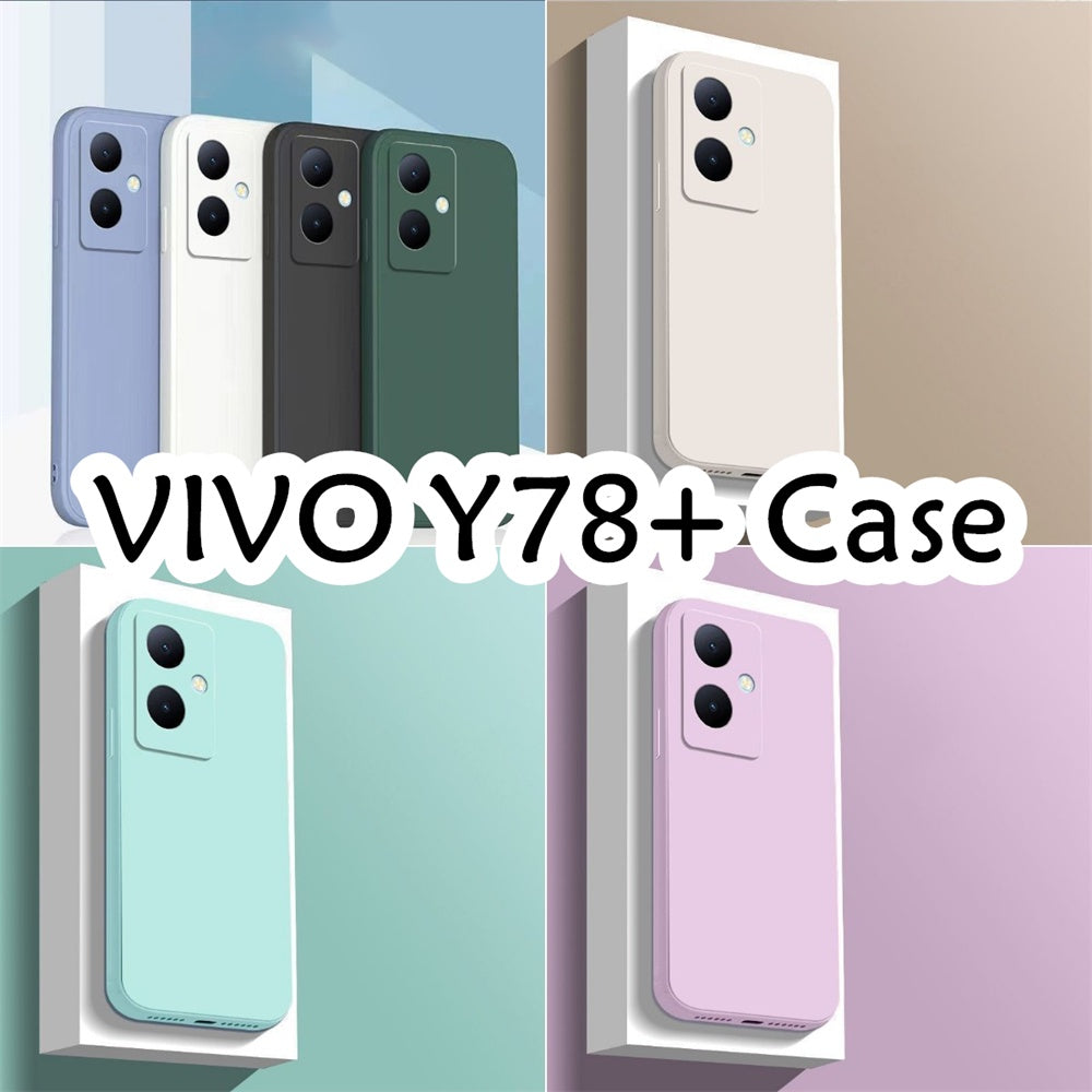 For VIVO Y78+ Cover Drop and wear resistant Silicone Full Case Classic Simple Solid Color Phone Case Cover