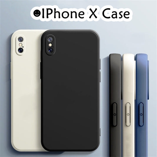For IPhone X Cover Drop and wear resistant Silicone Full Case Classic Simple Solid Color Phone Case Cover