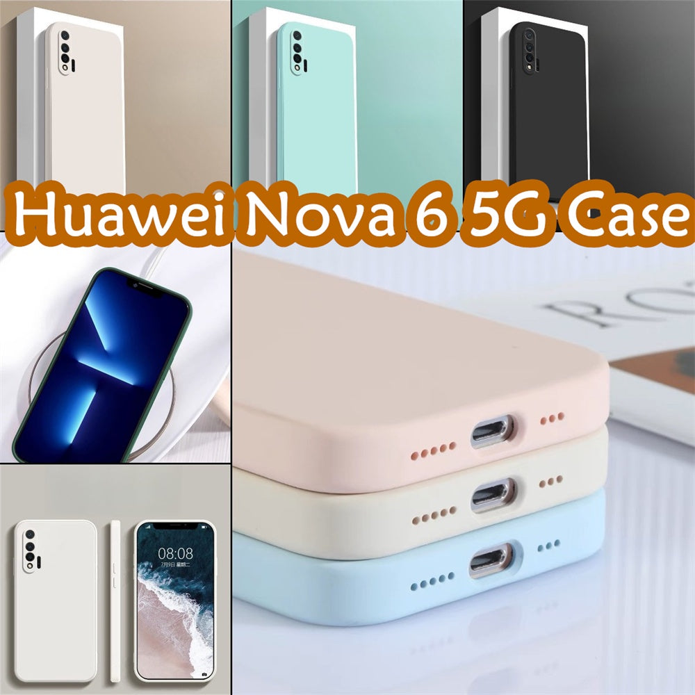 For Huawei Nova 6 5G Cover Drop and wear resistant Silicone Full Case Classic Simple Solid Color Phone Case Cover