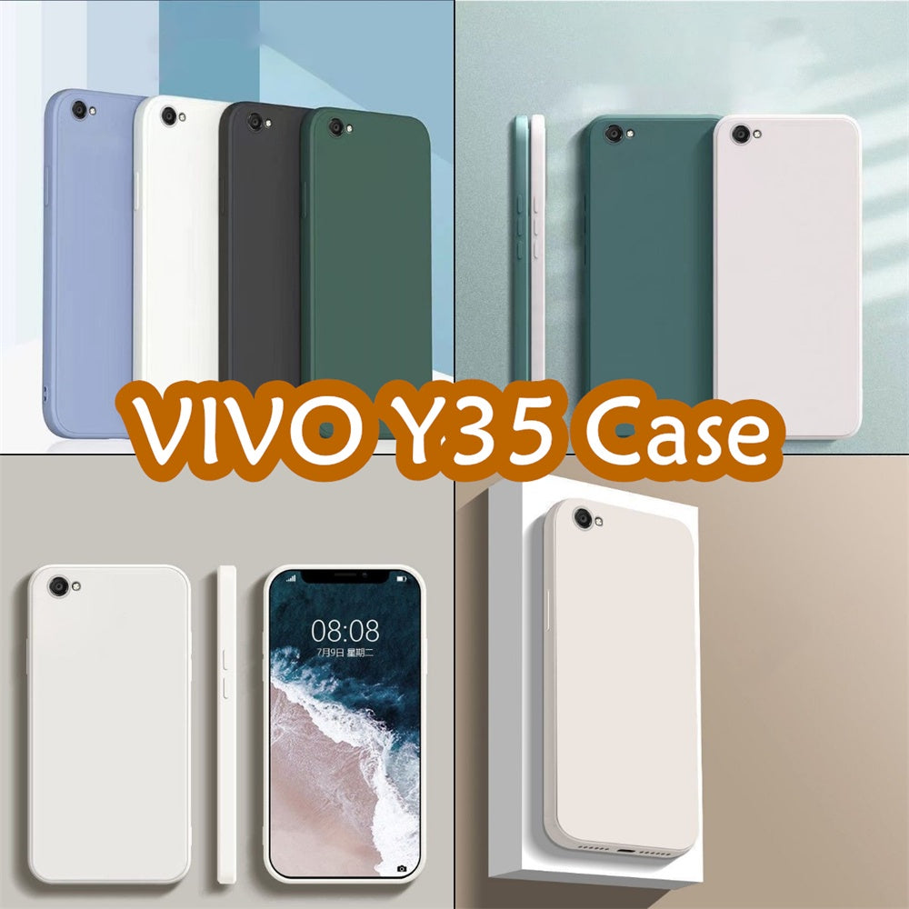 For VIVO Y35 Cover Drop and wear resistant Silicone Full Case Classic Simple Solid Color Phone Case Cover