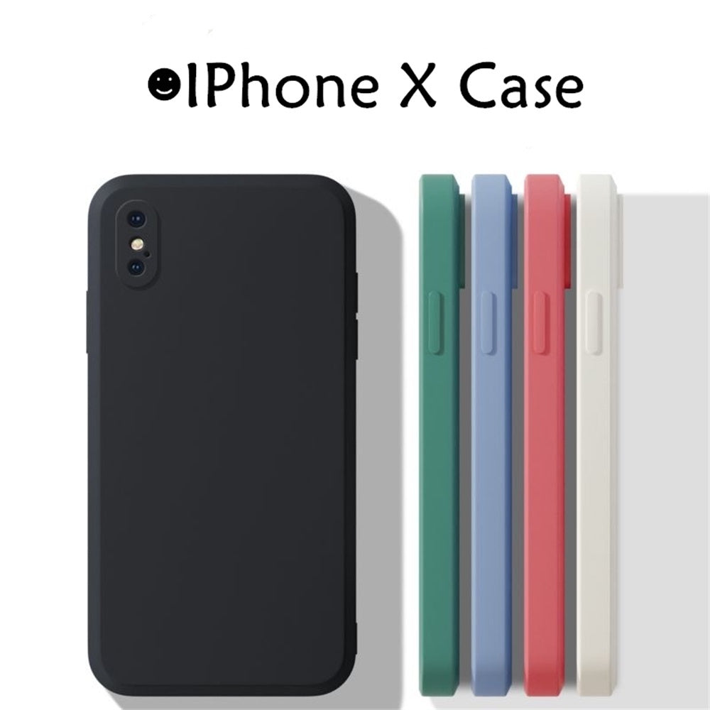 For IPhone X Cover Drop and wear resistant Silicone Full Case Classic Simple Solid Color Phone Case Cover