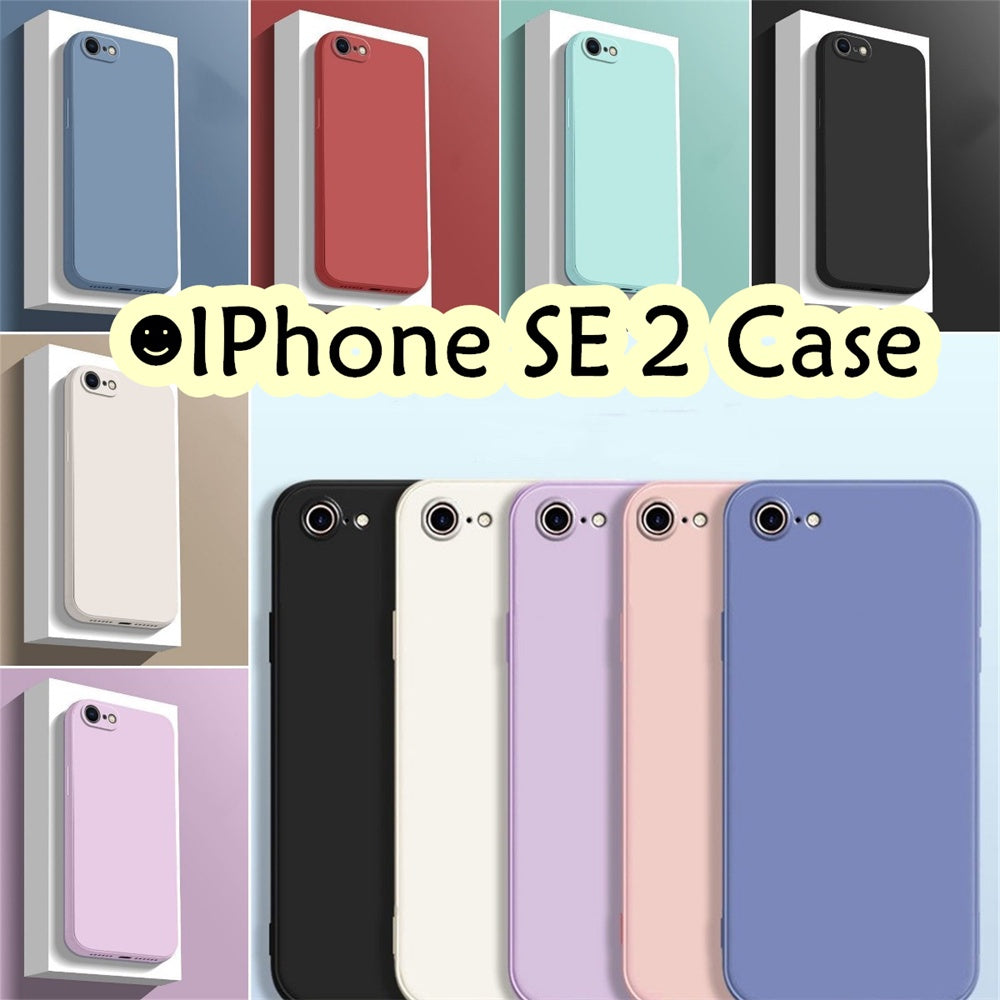 For IPhone SE 2 Cover Drop and wear resistant Silicone Full Case Classic Simple Solid Color Phone Case Cover